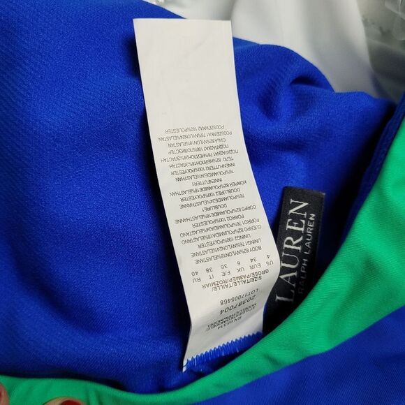 NEW RALPH LAUREN ONE SHOULDER BLUE GREEN OMBRE PIECE SWIMSUIT 4 NWT - Picture 7 of 10